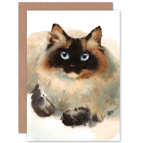 Cat ragdoll face watercolour - ragdoll,