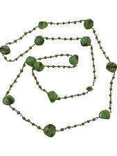 Art Deco Lime Green Beaded Necklace Handcrafted 1920s Vintage Jewellery 40 Inch