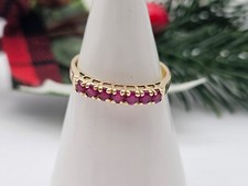 18ct Gold Ruby Half Eternity Ring, Size P, Stunning Colour