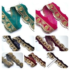 1Yrd Embroidered Saree Border Indian Lace Trim Asian Traditional Wedding Scallop