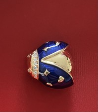 Cabouchan Blue And Gold Enamel