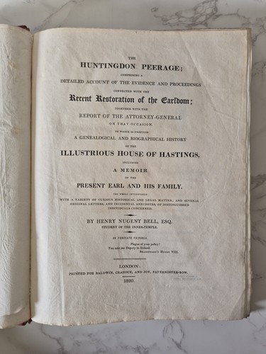 1820 the huntingdon peerage - huntingdon, by