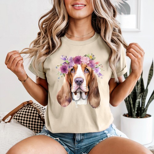 Floral basset hound womens - floral,