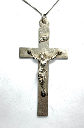 Antique french silver crucifix - antique,