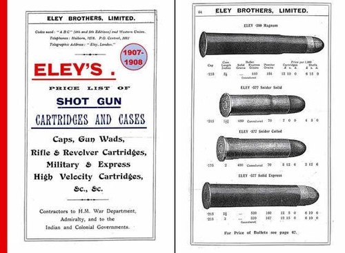 Eley 1907 gun - 1907-08, cartridges
