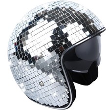 Disco Ball Helmet With Retractable Visor- Disco Cap Helmet Glitter Mirror Glass