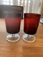 Set Of 2 Vintage Luminarc  France Ruby Red Glasses