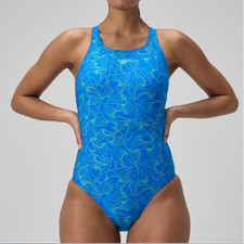 Speedo Women's Hyperboom Allover Medalist Swimsuit Swimming Costume BNWT