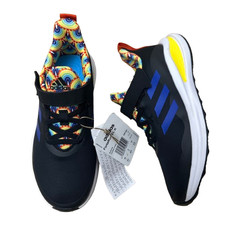 Adidas FortaRun Kids Black Trainers Size UK 2 EU 34 Running Rainbow Junior Shoes