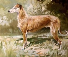 Michael Lyne "Spring" Gouache Hunting Dog Lurcher Greyhound Painting Sporting