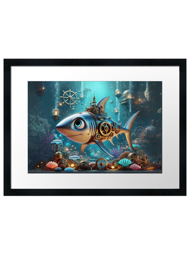 Steampunk salmon shark - steampunk,