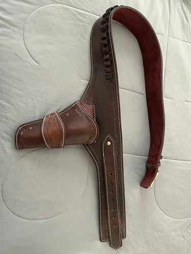 Leather holster with ammo - with,
