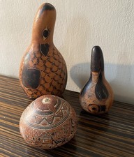 3 Hand Carved Peruvian Mate
