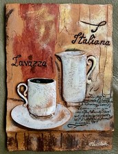 5 -S. VASSILEVA & Durham Kitchen Coffee Wall Decor Resin Art Plaque 6.25”t 4.5”w