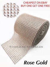 80cm Rose Gold Rhinestones Diamante Effect Ribbon Various Arts & Crafts Sewing