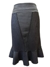 GORGEOUS LADIES GODET SKIRT DRAPED UK 12/14 BLACK PARTY CHIC OCCASION WAIST 32"