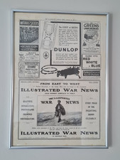 Old Antique Framed Print 1915 Advert Dunlop Tyres Man Cave Shed & Buried Garage
