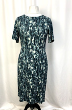 Jigsaw Green Bodycon Scuba Midi Office Pencil Floral Stretch Dress Size M UK12