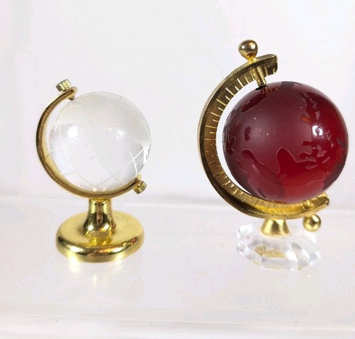 Pair glass globes etched - pair, w/