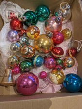 Large Mixed Lot of Vintage Mercury Glass Christmas Tree Baubles