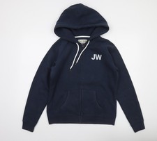 Jack Wills Women's Navy Blue Full Zip Hoodie UK 14 Cotton Blend
