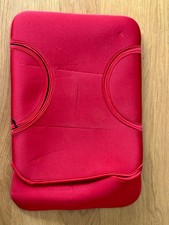 Red Neoprene iPad Sleeve with Built-In Cushioned Lap Tray Stand – good condition