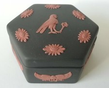 Wedgwood Jasperware Terracotta Black Trinket Box Egyptian 