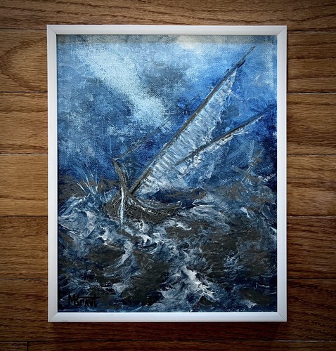 Original painting ship storm - original,