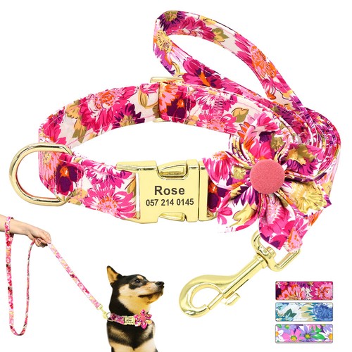 Nylon floral personalised dog - nylon,