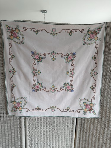 Vintage hand embroidered white - hand,