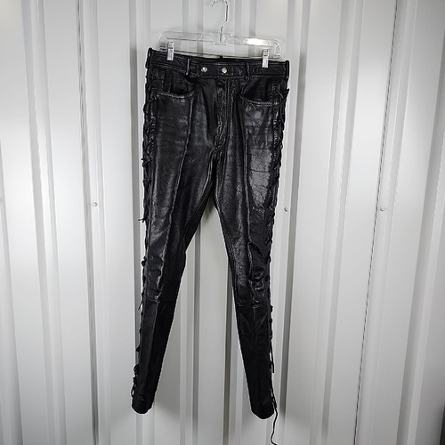 Black leather side lace - side, lace-up