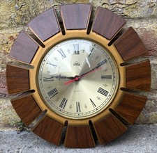 Smiths Timecal Vintage Sunburst style Wall Clock Mid Century Retro 60s 70s Works