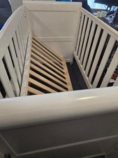 White Wooden Crib with Drawer & Mattress
