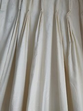 Lovely Bespoke Pair Of Full Length Woven Jacquard Cream Curtains~Beautiful~ 