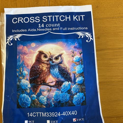 Owls stamped printed cross - printed,