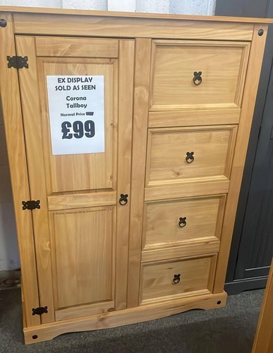 Corona tallboy wardrobe pine - tallboy,