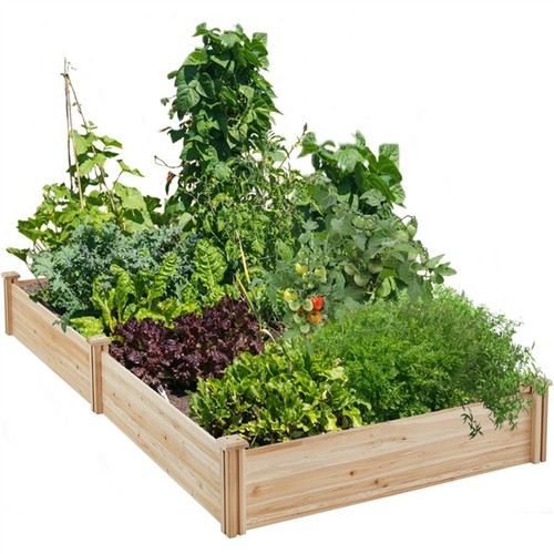 Wooden raised garden bed - garden,