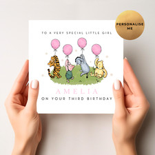 Personalised Winnie the Pooh Birthday Card - Little Girl - Little Boy - Any Age