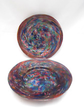 2 Salviati Smelze glass Plates w. Aventurine Antique Venetian Murano Glass c1890