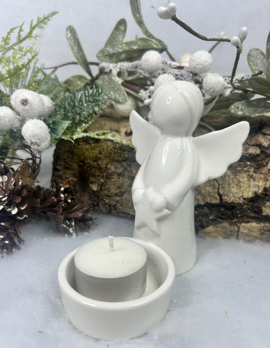 Ceramic angel light - angel, candle
