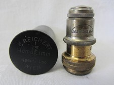 Antique Reichert Wien Brass Microscope Objective 18b Homog. imm 1/12" #26573