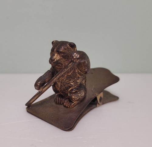 Antique brass bear with - antique,