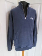 STUSSY Black  Zip Sweater with Front Pocket - Large    D