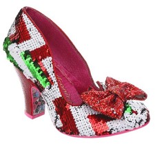 Irregular Choice Nick Of Time Sequins RED WHITE SZ 36/UK 3.5 Heels NEW Boxed