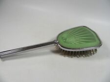 Art deco beautiful Green guilloche /Silver  , Vintage Hair Brush .