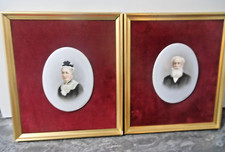 Dresden Franz Till Pair of Hand Painted Ceramic Portrait Miniatures c1900 Framed