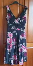 Debenhams Dress Black Pink & White Floral Design Inc Crop Cardigan & Shoulderbag