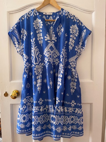Zara blue white cotton - zara,