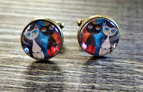 Cats antique bronze brass - cats,