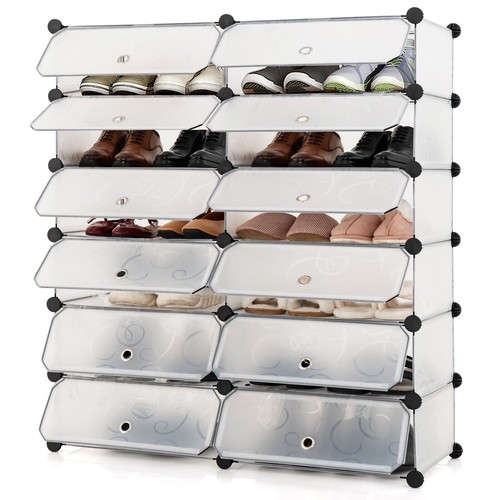 Cube shoe cabinet white - 12-cube,